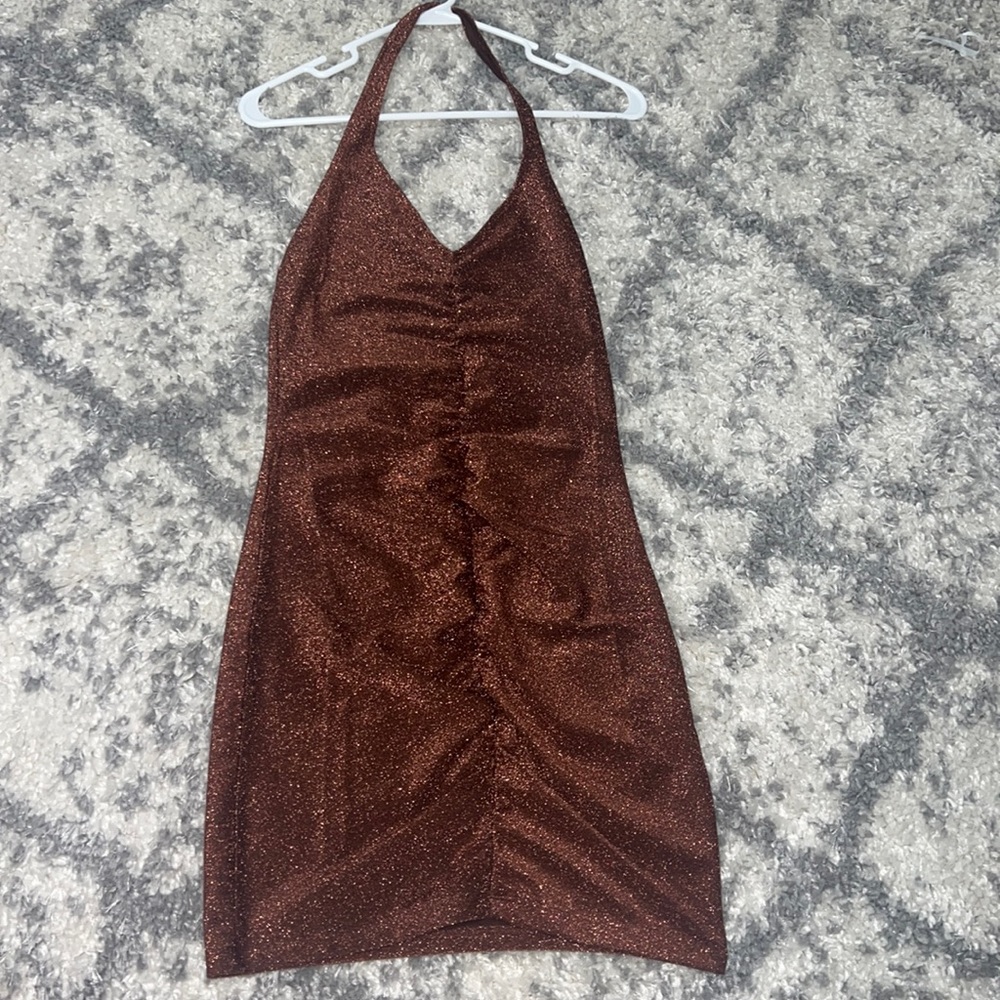 Bronze Sparkly mini dress